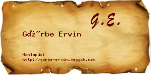 Görbe Ervin névjegykártya